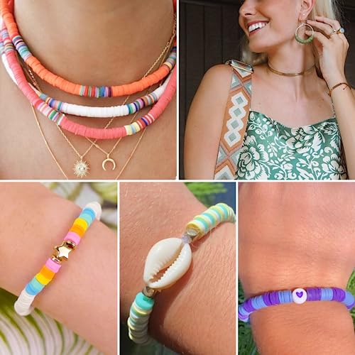 Gionlion 6000 Clay Beads Bracelet Making Kit, 24 Colors Flat Preppy Beads for Friendship Bracelets, Polymer Clay Bead with...