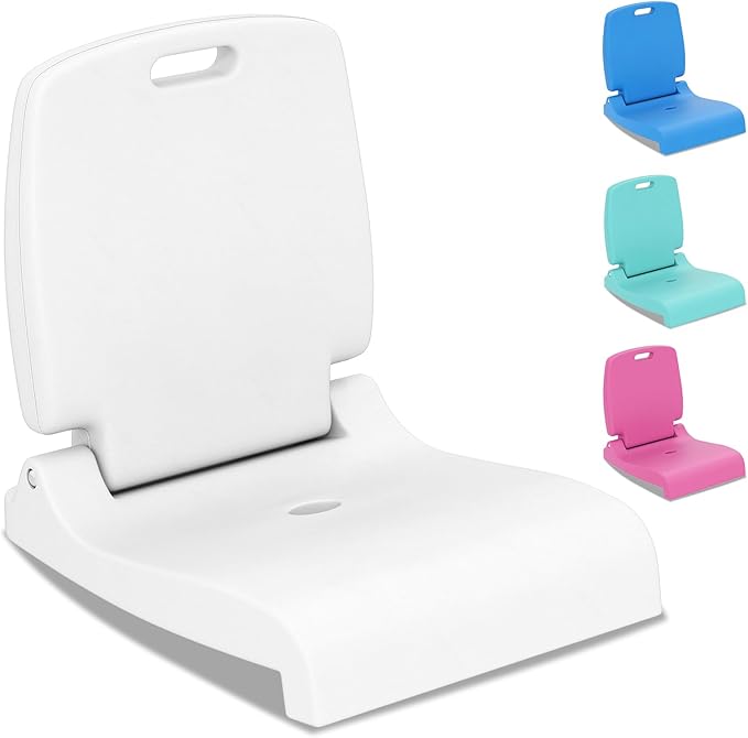 Goplus Poolside Chair for Edge of Pool, Foldable Portable Flip Seat w/Back Support & 2 Handles, Lightweight Outdoor Camping Chair for Stadium, Tailgating, Fishing, Boats, Beach (White, 1 Pack)