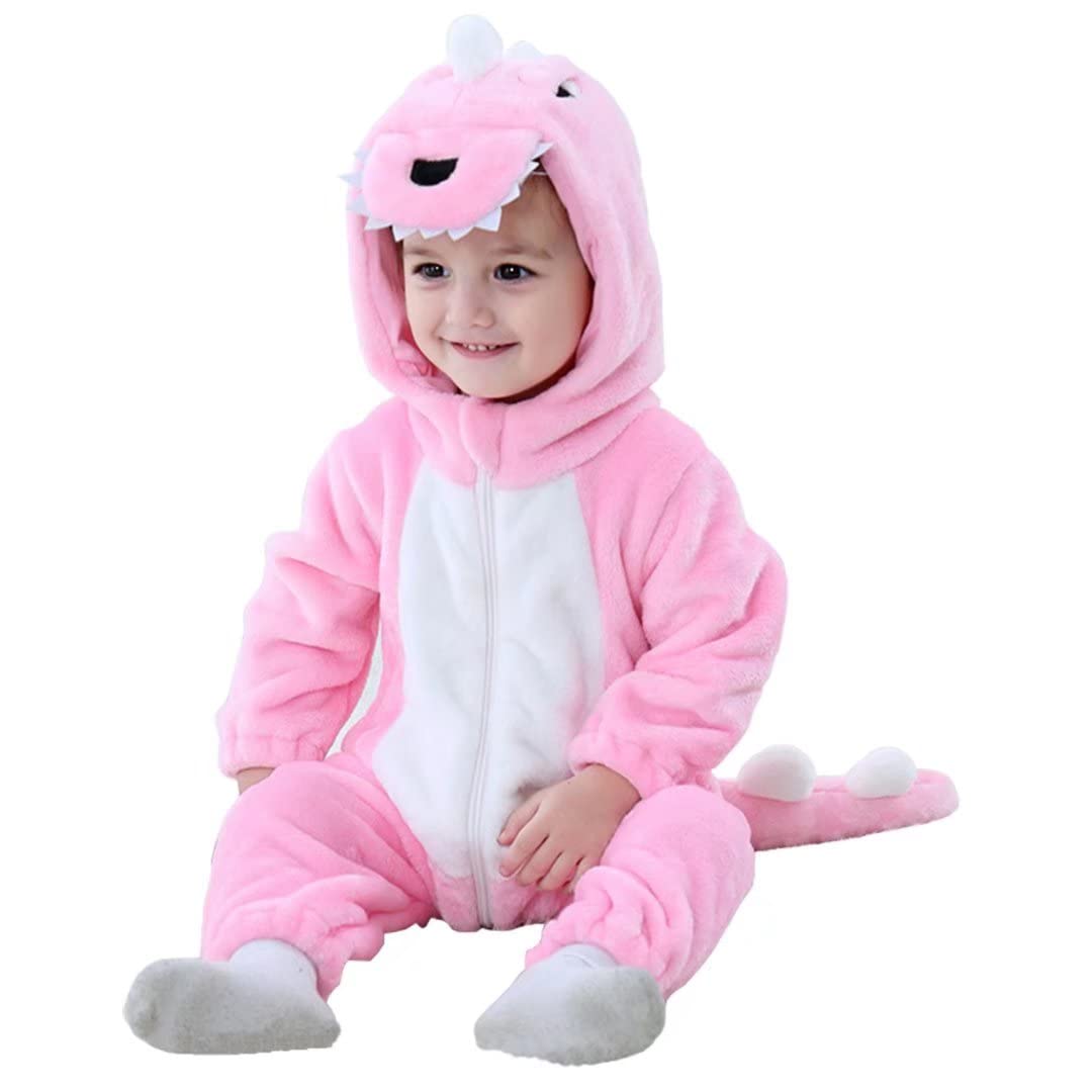 QIAONIUNIU Halloween Baby Pink Dinosaur Costumes Toddler Outfit Infants Cosplay Romper 6-12 Months