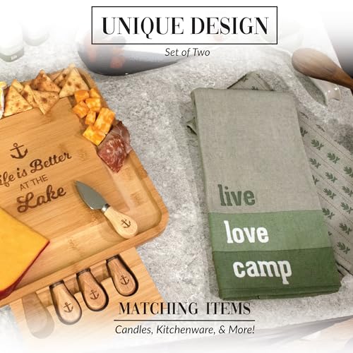 Pavilion Gift Company - Live Love Camp - Tea Towel Set of 2 Woodsy Outdoorsy Adventure Cabin Camping Camper Camp RV Tent