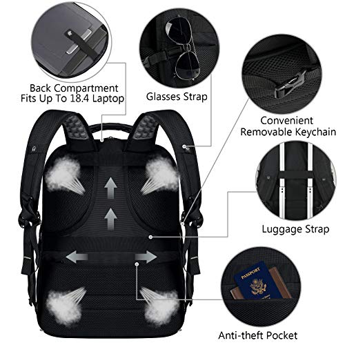 VECKUSON 18.4 Laptop Backpack for unisex, 60L Extra Large Gaming Laptops Back Bag with USB Charger Port,TSA Friendly Fligh...