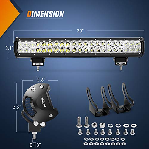 Nilight 20 Inch126W Led Light Bar Spot Flood Combo 2PCS 4 Inch 18W Led Pods Flood Boat Lights Driving Fog Lights Work Ligh...