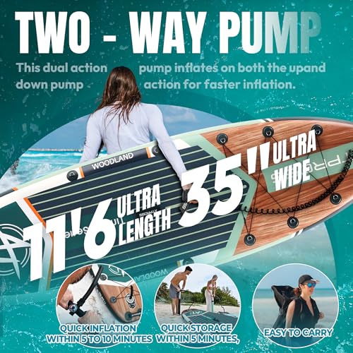 11'6"x35" Inflatable Stand Up Paddle Board 450LBS Weight Capacity Extra Wide Non-Slip Stable Deck Adult SUP,Premium Access...