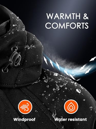 WASOTO Heated Jackets for Women 18400 mAh Battery Pack Water-Resistant Slim Fit with Detachable Hood Cycling Jackets