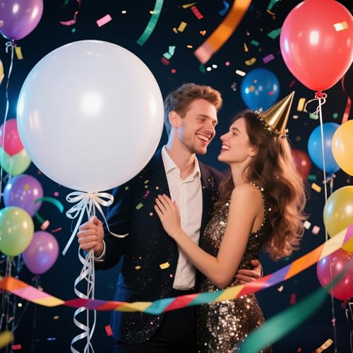 White Balloons 18 Inch 12 Pack Large Latex Party Balloons Round Helium Balloon for Wedding Birthday Party Baby Shower Enga...