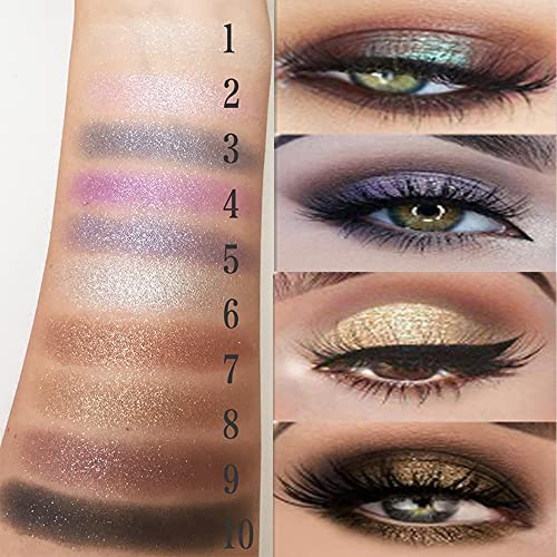 Gold Glitter Eyeshadow Set, 6 Shimmer Colors - Highly Pigmented, Long Lasting, Waterproof & Sweatproof - Professional Nude...