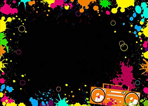 Glow Neon Party Photography Backdrops Let's Glow Splatter Photo Background 5x3ft Blacklight Colorful Laser Ray Disco Retro...