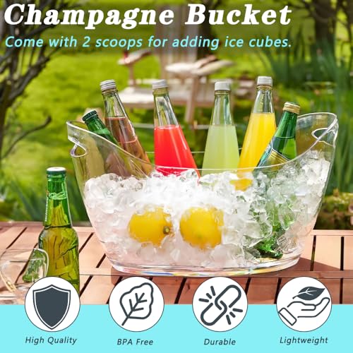 Ice Bucket, 2 PCS 5.5L Acrylic Ice Buckets, Large Beverage Tub for Parties, Mimosa Bar Supplies Beverage Tub and Scoops fo...