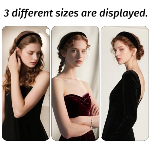 AUDTOPE Black Velvet Padded Headbands for Women, Soft Simple Headband for Girls and Teens, Plain No Teeth Thick Hoops Hair...