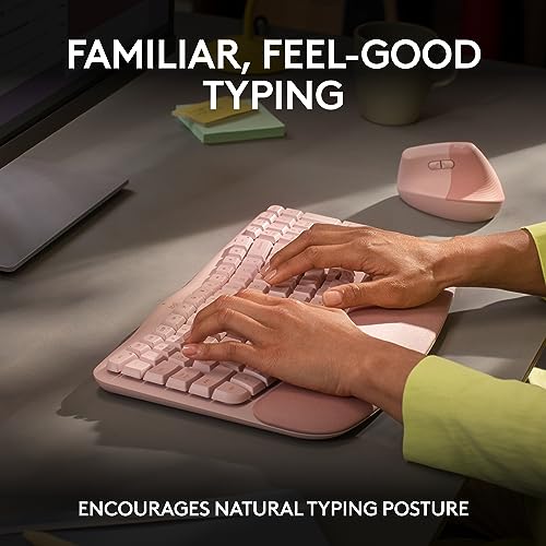Logitech Wave Keys Wireless Ergonomic Keyboard with Cushioned Palm Rest, Comfortable Natural Typing, Easy-Switch, Bluetoot...