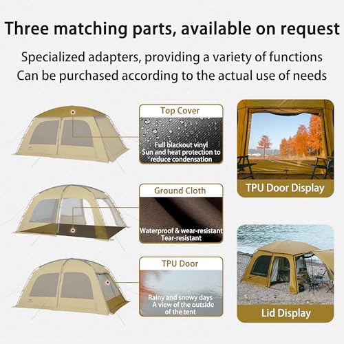 Naturehike Dune Hot Tent with Stove Jack, 117 sq ft 4 Seasons Camping Tent, 2-4 Person Waterproof Large Tent for Family, C...