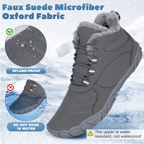 Hike Winter Footwear Barefoot Boots Mens Womens, Waterproof Winter Snow Boots, Warm Ankle Booties, Wide Toe Barefoot Hikin...