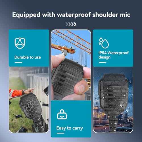 Retevis RB29 2 Way Radio Long Range,Two Way Radios with Waterproof Shoulder Mic,USB Charging Base,Rugged Walkie Talkies Rechargeable for Business Worksite Construction Site Industrial(4 Pack)