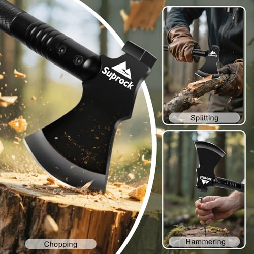 SUPROCK Survival Shovel and Camping Shovel, 30-in-1 Tactical Shovel Axe with High Carbon Steel, Folding Entrenching Tool w...