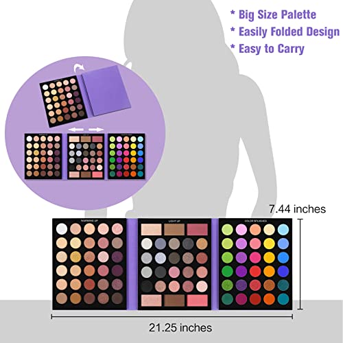 UCANBE Eyeshadow Palette with 15Pcs Brushes Makeup Set, Pigmented 86 Colors Make Up Sets Valentine's Day Gift, Matte Shimm...