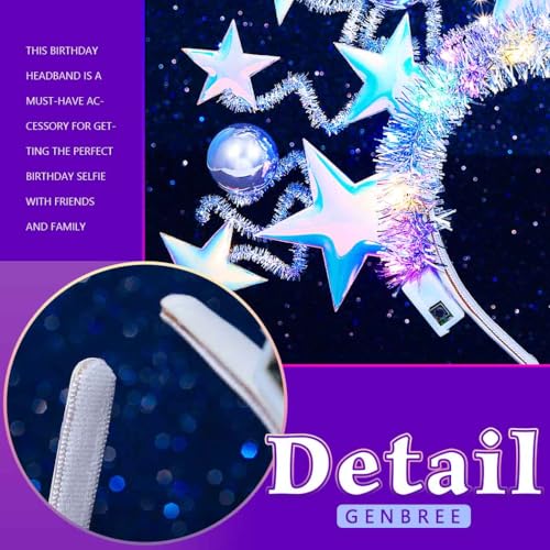 GENBREE Light Up Star Headband Led Disco Headpiece Glowing Rave Party Hair Accessories for Women