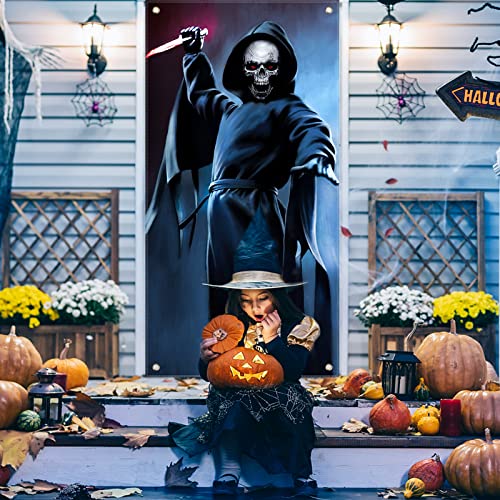 CCINEE Halloween Banner Backdrop Decorations Fabric Window Scary Door Cover Horror Killer Creepy Scary Skeleton Decoration...