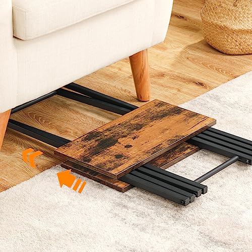 HOOBRO Folding TV Tray Table, Wooden TV Tray, Portable Sofa Side Table, Industrial Snack Table End Table for Small Spaces,...