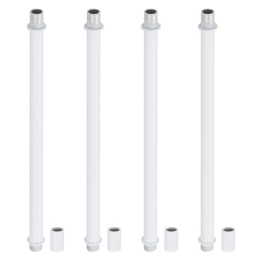 Straight Pipe Lamp Stems Rod Kit, 4Set M10 Carbon Steel 200mm(7.87") Long Double End Thread Rod with Coupling Nut Sleeve C...