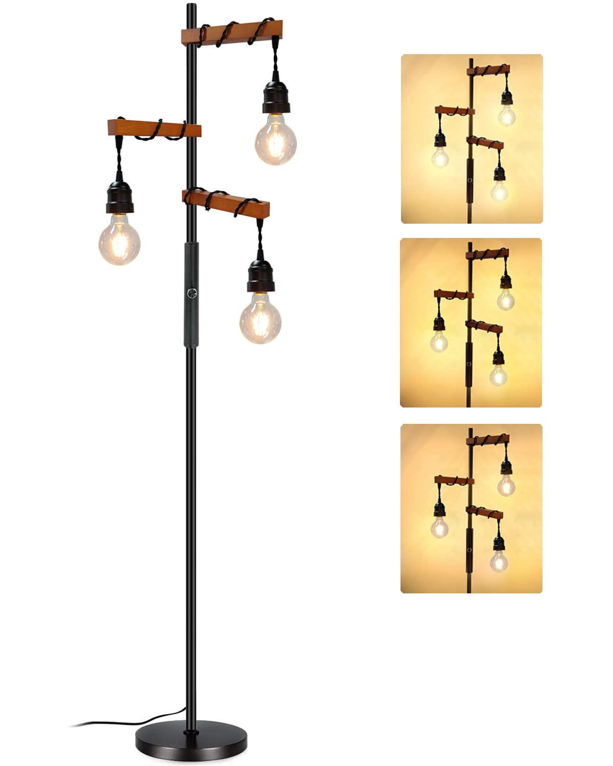 Assemer Dimmable Industrial Floor Lamp,Modern Farmhouse Tree Standing Lamps for Living Room Bedroom Office Rustic Home Decor