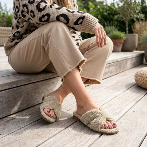 CUSHIONAIRE Women's Visa cozy slide sandal +Memory Foam, Wide Widths Available
