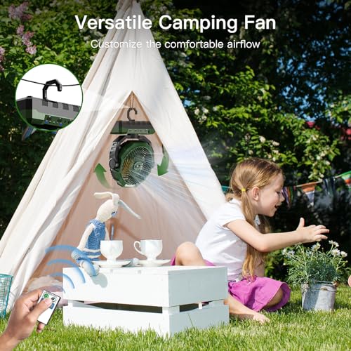 FRIZCOL 3-in-1 Camping Fan - Portable Fans Rechargeable - 24000mAh Battery Powered Fan(105Hrs) with Light & Remote for Ind...