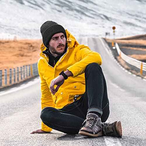 Achiou Beanie Hat for Women Men, Warm Cuffed Knit Hat for Skiing Running Outdoor Sports