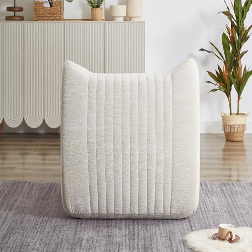 KEIKI Bean Bag Chair with Armrests & Side Pockets, Oversized Comfy Lounge Sofa, High-Resilience Foam, Ergonomic Design, Plush Accent Chair for Living Room & Bedroom, White