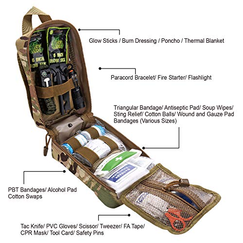 EVERLIT 250 Pieces Survival First Aid Kit IFAK EMT Molle Pouch Survival Kit Outdoor Gear Emergency Kits Trauma Bag for Cam...