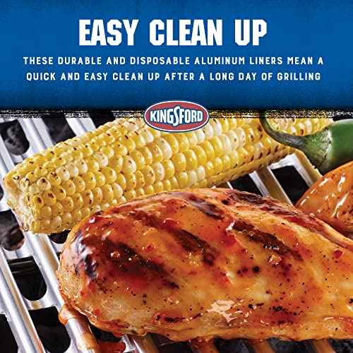Kingsford Heavy Duty Aluminum Grill Liners | Heavy Duty Grill Liners | Disposable Grilling Liners Prevent Food from Falling Through Grill Grates, 48 Count,Silver