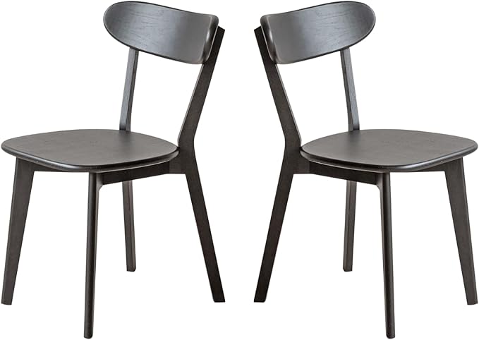 Hymus 100% Solid Oak Wood Dining Room Chairs - Practical Kitchen Chairs for Dining Room, Kitchen, Living Room (2, Black)