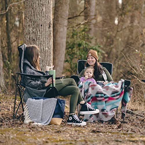 SUNNYFEEL Oversized Folding Camping Chair 500 LBS Heavy Duty Lawn Chairs with Blue Portable Folding with Armrest, Cup Hold...
