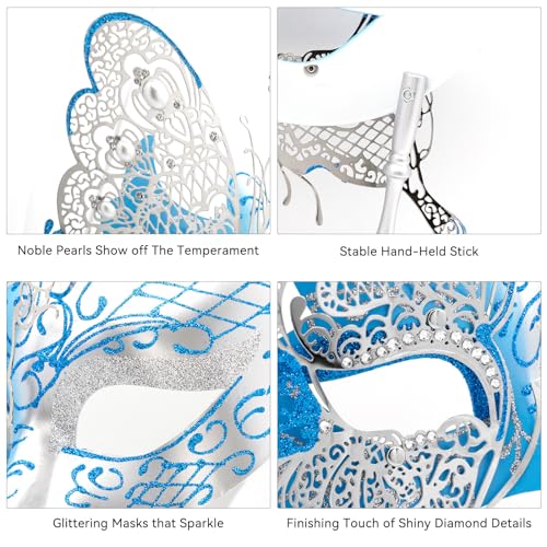 Coddsmz Masquerade Mask with Stick Mysterious Venetian Mask Butterfly Mask Women Halloween Party Prom Ball Mask