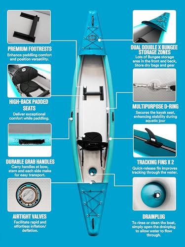 BEYOND MARINA Inflatable Kayak 1 & 2 & 3 Person Adult- Full Drop Stitch Kayak with Aluminum Paddles, Seats, Footrests, Pum...