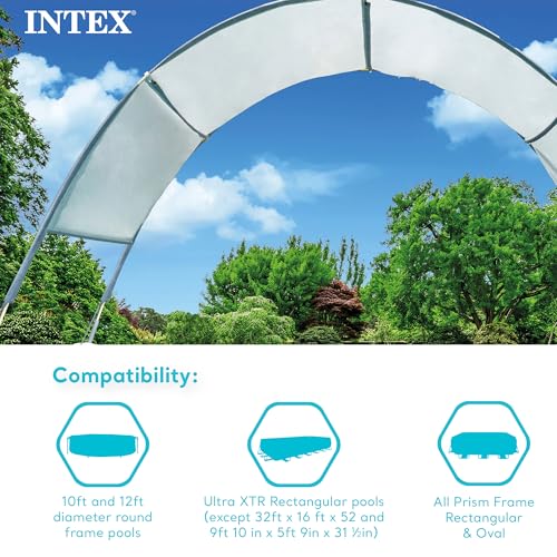 Intex 28054E Protective UPF 50 Plus Easy to Install Waterproof Canopy Cover for 9 Foot or Smaller Rectangular Swimming Poo...