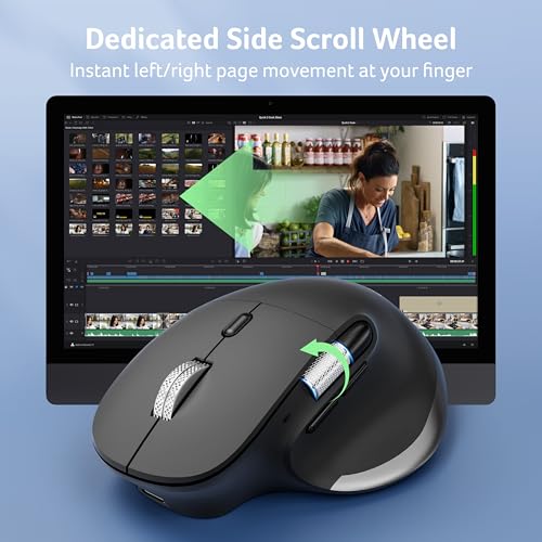 acer Ergonomic Mouse Wireless Rechargeable with Side Scroll (BT5.2+2.4GHz), Bluetooth Computer Mouse for Laptop, 6 Adjusta...
