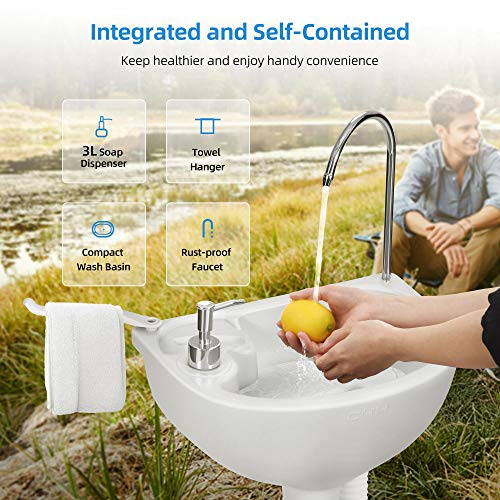 YITAHOME Portable Sink and Toilet, 17 L Hand Washing Station & 5.3 Gallon Flush Potty,for Outdoor,Camping, RV, Boat, Campe...