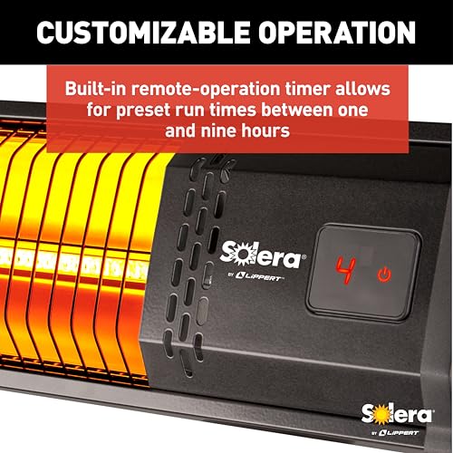 Solera Detachable Electric RV Awning Outdoor Patio Heater with Built-in Timer, Powder Coated Steel Construction, UL Certif...