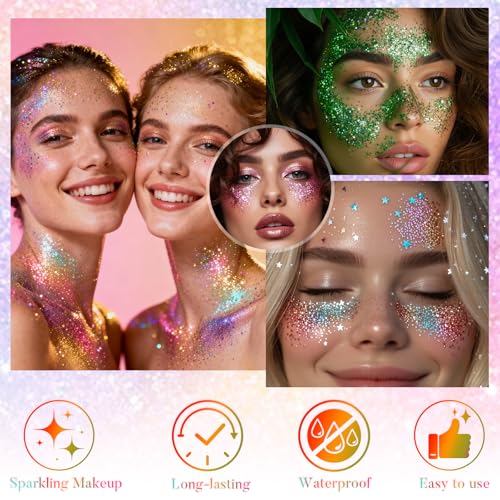 YBUETE Violet Face and Body Glitter Stick for Sparkling Makeup, Hair Glitter Accessories for Women, Highlighting Stick for...