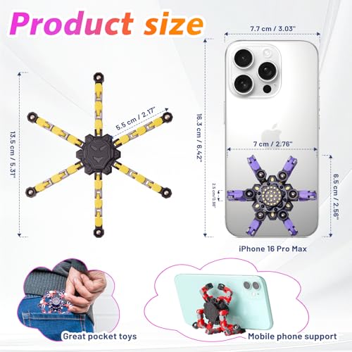Transformable Fidget Spinners Toys 4 Pcs for Kids and Adults Stress Relief Sensory Toys for Boys and Girls Age 8-13 Finger...