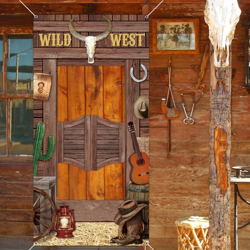Wild West Party Decorations West Cowboy Photo Booth Prop Western Door Rodeo Banner Large Fabric Cowboy Backdrop Background...