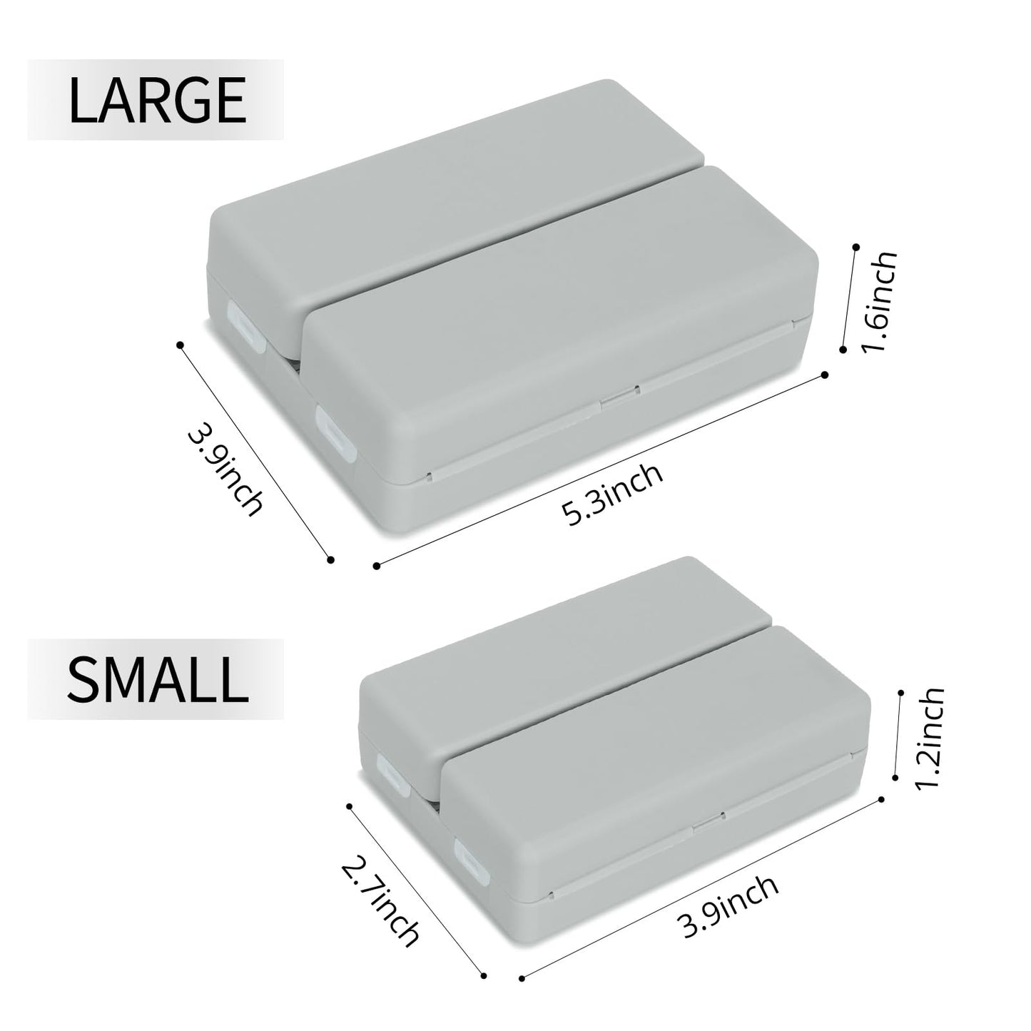 FYY 2 Pcs Daily Pill Organizer, 7 Compartments Portable Pill Case Travel Pill Organizer,[Folding Design] Pill Box for Purse Pocket to Hold Vitamins,Cod Liver Oil,Supplements and Medication-Grey