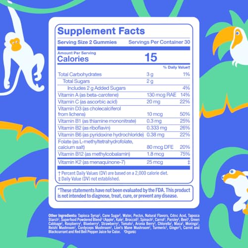 First Day Kids Multivitamin Gummies Age 4+, Strawberry & Orange - Kids Vitamins Multivitamin Gummy A C D3 K2 B1 B2 B6 B12 ...