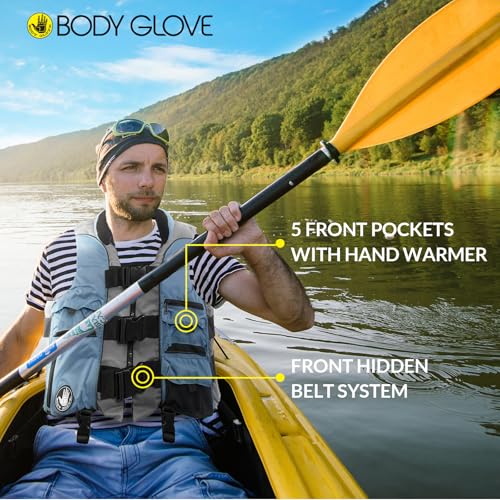 Body Glove Angler Fit Unisex Adult Life Jacket Nylon Fishing Life Jacket - Coast Guard Approved, High Mobility PFD, Lightw...