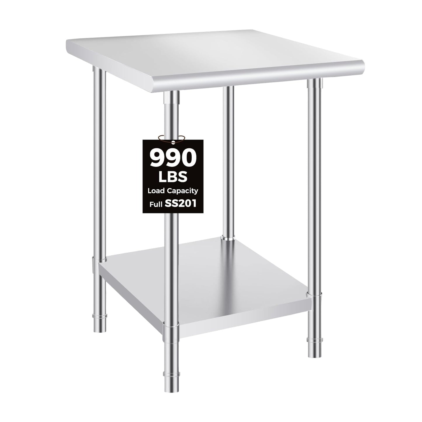 OSTBA Stainless Steel Table for Prep & Work 24x24 Inches, NSF Metal Commercial Heavy Duty Table with Adjustable Undershelf and Adjustable Foot for Restaurant Kitchen Home and Hotel