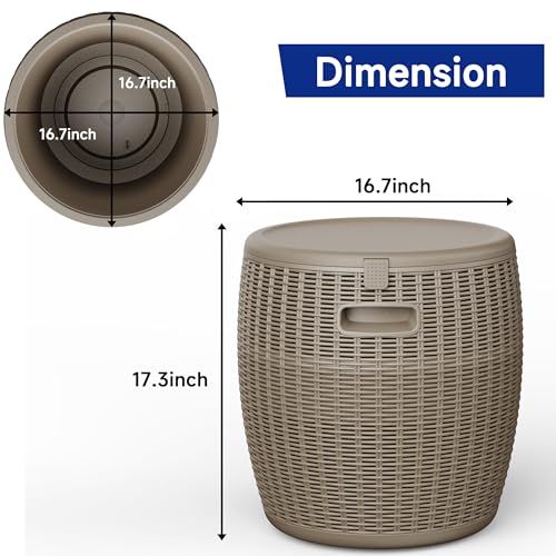 ROJIK Resin Ice Bucket with 36L Capacity, Rattan Design & Drain Plug – UV-Protected, Weatherproof Outdoor Cooler for Parti...