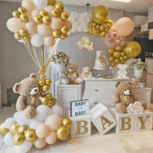 100Pcs White and Gold Balloons 12 Inch White Sand Gold Metallic Latex Balloons Beige Gold Party Balloons for Boho Wedding ...