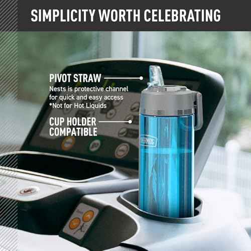 THERMOS ICON SERIES Lightweight Hydration Bottle - Durable Water Bottle Made with Tritan by Eastman with Straw Lid for Quick and Easy Drinking Experience - 26oz, Smoke