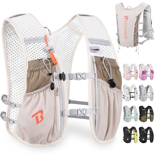 BECOJADDE Running Vest Hydration Backpack for Men Women, 5L Lightweight Running Backpack Hydration Pack for Marathon, Trai...