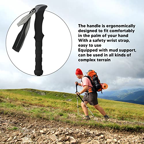 Topyond Lightweight Wear-Resistant 3-Section Carbon Fiber Hiking Pole with Ergonomic Design, Retractable Walking Stick